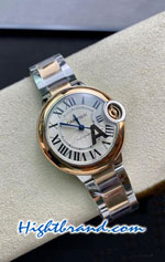 Cartier De Ballon Gold Two Tone Casing Ladies 33MM Swiss V6 Replica Watch 03