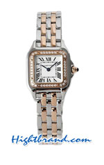 Cartier Panthere Diamond Two Tone Rose Gold Casing Ladies 22MM Swiss BVF Replica Watch 04