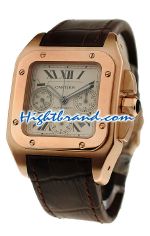 Cartier Santos 100 Rose Gold Chronograph Swiss Replica Watch 15