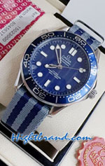 Omega Seamaster Blue Dial Cloth Strap 42mm Replica Watch 11