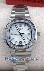 Patek Ladies Diamond White Dial 32mm Replica Watch 02