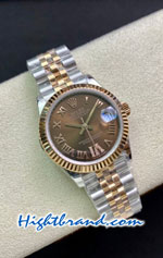 Rolex Datejust Rose Gold 31MM Brown Dial Roman Swiss EW Replica Watch 04