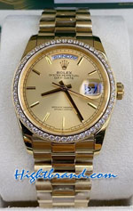 Rolex Day Date Gold Diamond 36mm Gold Dial  Replica Watch 17