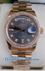 Rolex Day Date Rose Gold Black Dial 36mm Replica Watch 19
