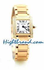 Cartier Tank Diamond Gold Ladies Swiss Replica Watch 01