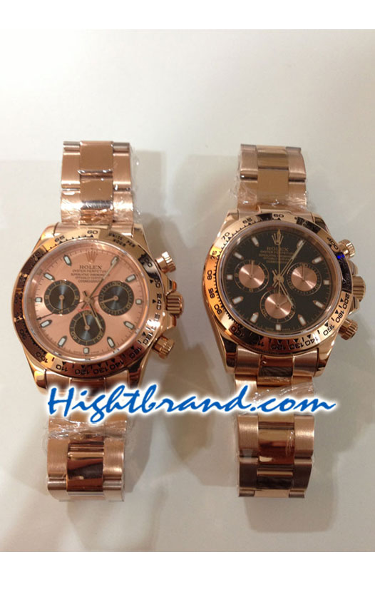 Rolex Daytona Swiss Pink Gold Watch 01