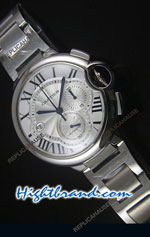 Cartier De Ballon Chronograph White Dial Swiss Replica Watch 07