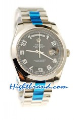 Rolex Replica Day Date II Silver Swiss Watch - 41MM 01