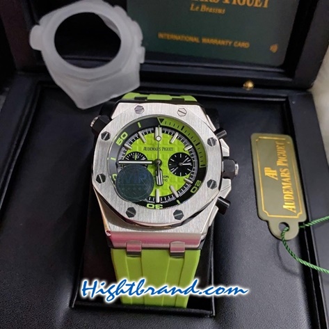 Audemars Piguet Diver Chronograph Green Dial Rubble 42mm Replica Watch 03