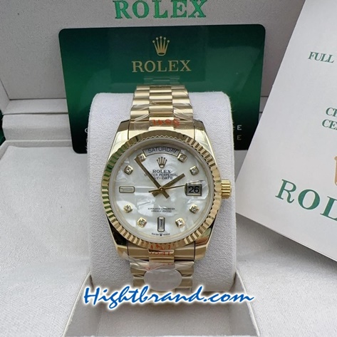 Rolex Day Date Gold Pearl White Dial 36mm Replica Watch 14