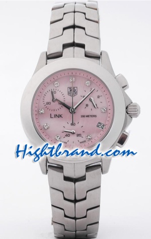Tag Heuer Link Chronograph Pink Dial Ladies Replica Watch 10