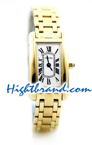 Cartier Tank Americaine Ladies Gold Watch 1
