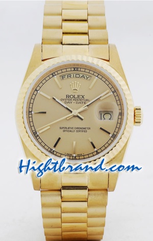 Rolex Replica Day Date Gold Swiss Watch - 01