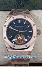 Audemars Piguet Rose Gold Tourbillon Black Dial 42mm Replica Watch 05