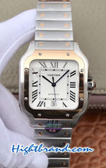 Cartier Santos 100 De Cartier Two Tone Ladies 35MM Swiss BV Replica Watch 02