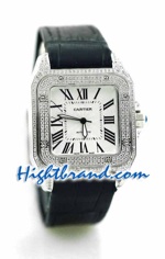 Cartier Santos 100 Diamond Swiss Replica Watch 4