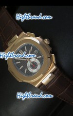 Patek Philippe Nautilus Chronograph Gold Swiss Replica Watch 20<font color=red>หมดชั่วคราว</font>