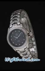 Tag Heuer Link Diamond Mother of Pearl Grey Dial Ladies 26mm Swiss Replica Watch 08