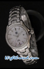 Tag Heuer Link Diamond Mother of Pearl White Dial Ladies 26mm Swiss Replica Watch 10