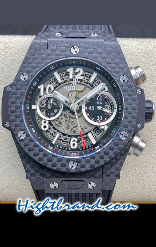 Hublot Unico Big Bang Carbon Black Dial 45MM Swiss HB Replica Watch 17
