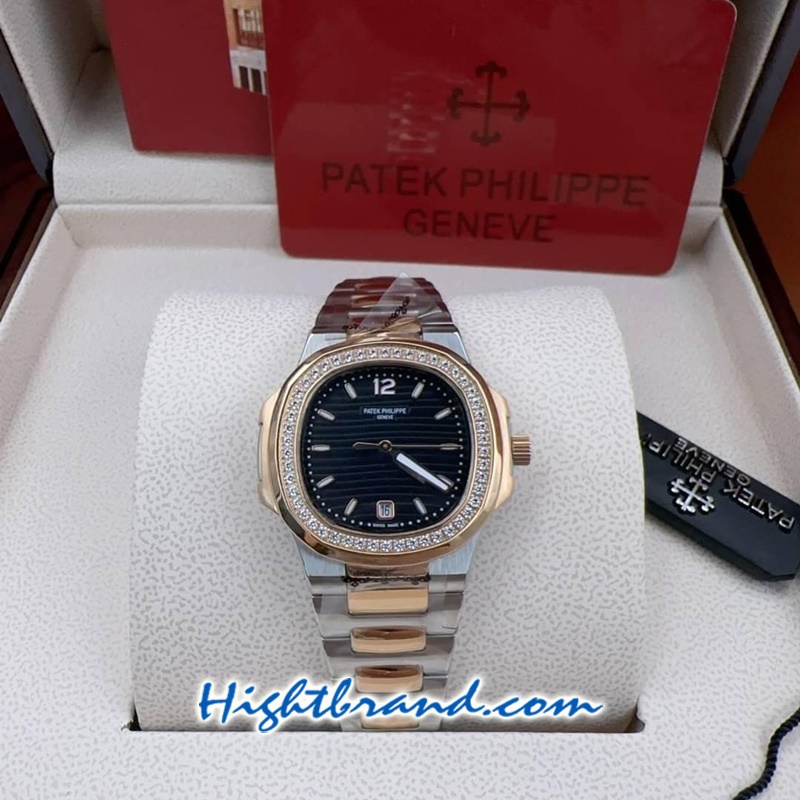 Patek Ladies Diamond 2K Black Dial 32mm Replica Watch 07