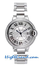 Cartier De Ballon Diamond Stainless Steel Casing Ladies 33MM Swiss AF Replica Watch 02