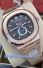 Patek Nautilus Moon 5726 Rose Gold BlackGrey Dial 40mm Replica Watch 11