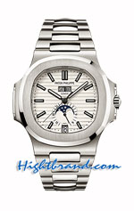 Patek Philippe Nautilus Moon White Dial Swiss Watch 25