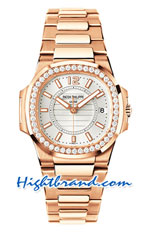 Patek Philippe Nautilus Rose Gold Ladies Swiss Replica Watch 10