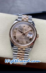 Rolex Datejust 36mm Two Tone Rose Gold Dial Roman Jubilee VSF Swiss AAA Watch 09