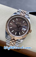 Rolex Datejust 41mm Rose Gold Two Tone Brown Dial Jubilee VSF Swiss AAA Watch 06