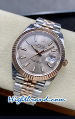 Rolex Datejust 41mm Rose Gold Two Tone SUNDUST Dial Jubilee VSF Swiss AAA Watch 05