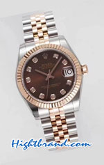 Rolex Datejust Rose Gold 31MM Brown Dial Swiss EW Replica Watch 03