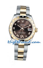 Rolex Replica Datejust Rose Gold Chocolate Diamonds Swiss Watch 05