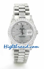 Rolex Replica Day Date Silver - Diamond 10