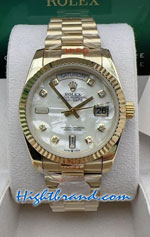 Rolex Day Date Gold Pearl White Dial 36mm Replica Watch 14