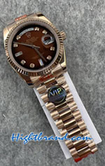 Rolex Day Date Rose Gold Brown Dial 36mm Replica Watch 21