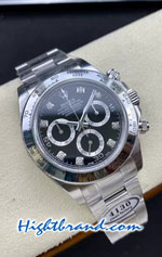 Rolex Daytona Black Dial Diamond Swiss Clean Replica Watch 03