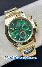 Rolex Daytona Loki Gold Green Dial Swiss BT Replica Watch 05