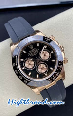Rolex Daytona Rose Gold Black Dial Rubble Swiss Clean Replica Watch 04