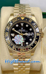 Rolex GMT Gold Black Dial Jubilee 40mm Replica Watch 10