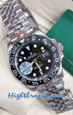 Rolex GMT Black Ceramic Green Hand Jubilee Replica Watch 12