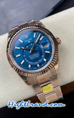 Rolex Sky Dweller Rose Gold Blue Dial 42mm Noob Swiss Replica Watch 05