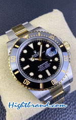 Rolex Submariner Two Tone Gold 3235 Black Dial Swiss Clean Replica Watch 5