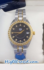 Tag Heuer Two Tone Diamond Black Dial Ladies 33mm Replica Watch 05