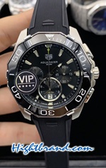 Tag Heuer Aquaracer Chronograph Ceramic Black Dial Rubber 44mm Replica Watch 06