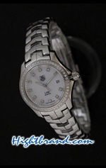 Tag Heuer Link Diamond Mother of Pearl White Dial Ladies 26mm Swiss Replica Watch 07