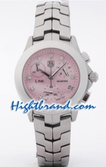 Tag Heuer Link Chronograph Pink Dial Ladies Replica Watch 10