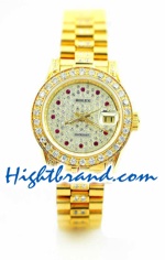 Rolex Replica Datejust Ladies Gold - Diamonds Dial Watch 1