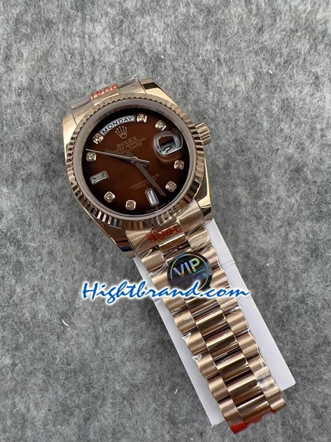 Rolex Day Date Rose Gold Brown Dial 36mm Replica Watch 21